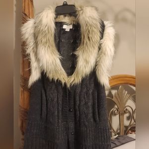 Ann Taylor Loft,  fur, sleeveless, vest,  size large.